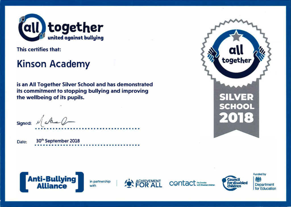 All Together Award Certificate